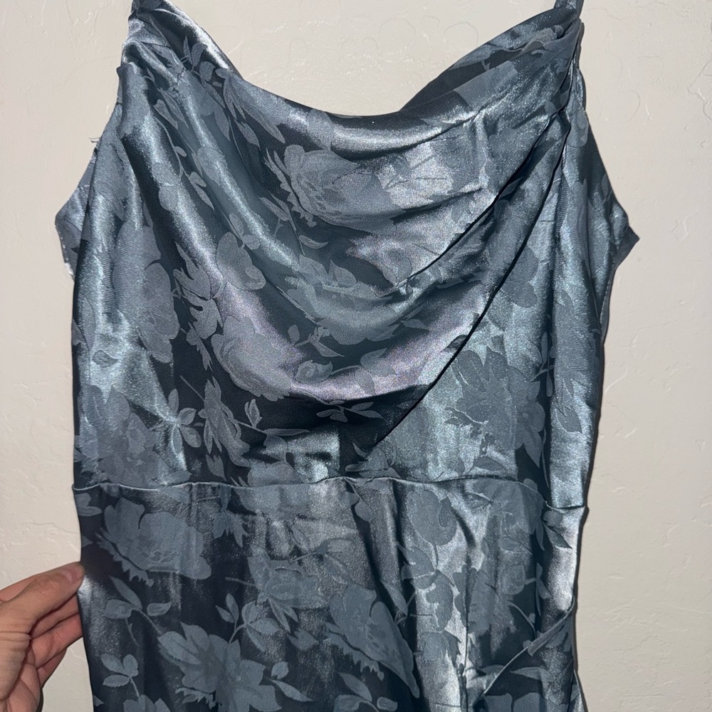 Lulu's Shimmering Blue Satin Dress